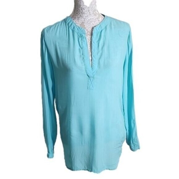 Anthropologie Cloth & Stone Tunic Top Long Sleeve Boho Blue Women's Small - Picture 1 of 7